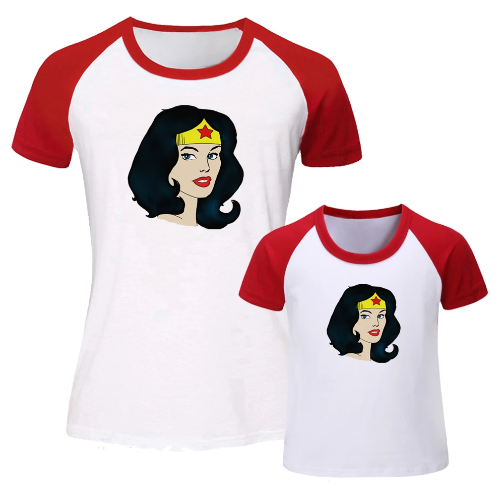 Одинаковые комплекты для семьи с принтами DC Diana и Wonder Woman; футболка для мамы и дочки; футболка с короткими рукавами; топы с принтом для девочек; подарок