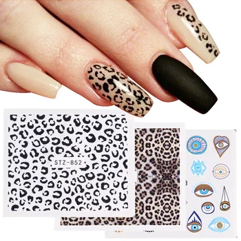 

1pcs Leopard Eye Nail Stickers Water Transfer Sliders Full Cover Cool Design Decals Geometric Decor Wraps Manicure JISTZ816-855