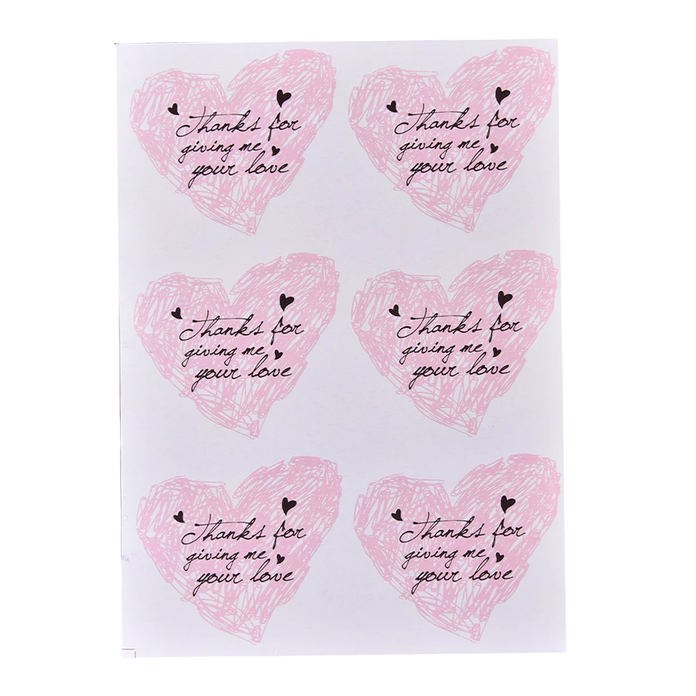 12* стикер этикетки(2 листа) розовый в форме сердца для спасибо упаковка Запечатанные наклейки s стикер s для свадьбы