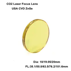 2шт США CVD ZnSe фокус объектива Диаметр. 18 мм 19,05 мм 20 мм FL 38,1-101,6 мм 1,5-4 "для CO2 лазерной гравировки и резки гравер
