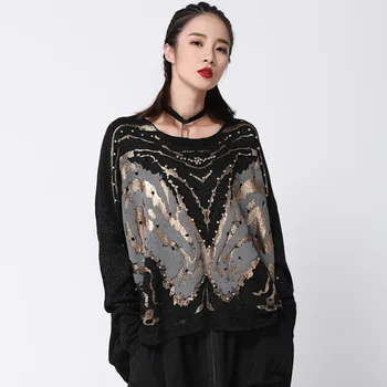 

SuperAen Europe Pullovers Sweaters Women Beaded Hollow Spring New 2020 Ladies Sweaters Long Sleeve Wild Casual Tops Female