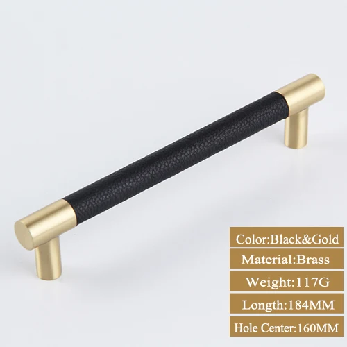 Black Gold 160MM Ручки для шкафа, ручки для шкафа, ручки для кухни, 1 шт - Цвет: Black Gold 160MM