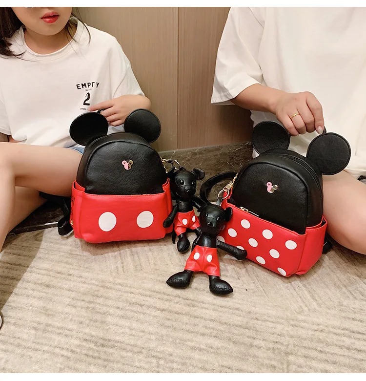 Mickey Minnie Backpacks High Quality PU Leather Women Back Bag Lovely Big Ears Children Backpack Female Bag Mochila Feminina