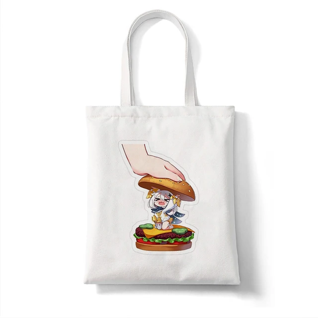 Canvas Bag Shopper Bag Genshin Game Kawaii Anime Shopping Bags Handbags Shoulder Bag Casual Handbag Women High Capacity Eco Bag B360C
