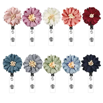 

Creative Handmade Fabric Flower Nurse Gift ID Badge Holder Retractable Pull Reel for Office Accessory
