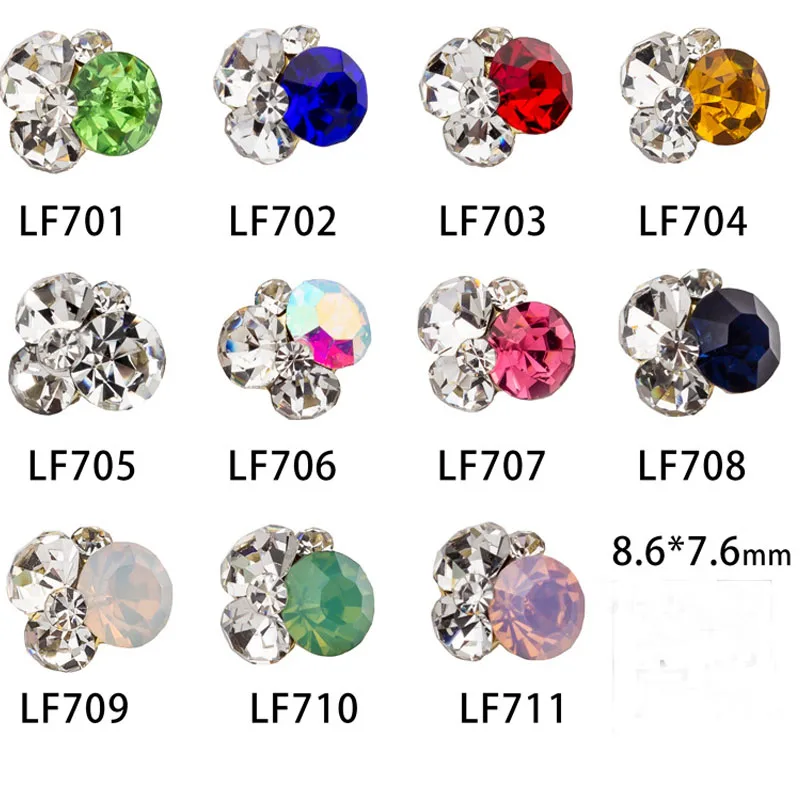 10pcs/pack 3d Crystal Nail Stones 8.6*7.6cm Gold Bottom AB Protein Glitter Diamond Pile Drill Alloy Nail Jewerly Rhinestones#11 5