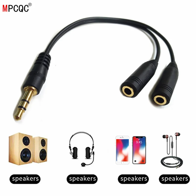 Headphone Splitter Audio Cable 3 5mm Male to 2 Female Jack 3 5mm Splitter Adapter Aux Cable for iPhone Samsung huawei MP3 Player