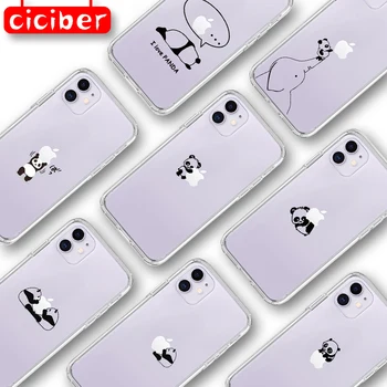 

ciciber Off Panda Cat Dinosaur Phone Case for iphone 11 Pro XS Max 7 8 6 6S Plus 5S SE 2020 X XR Soft White Transparent TPU Back