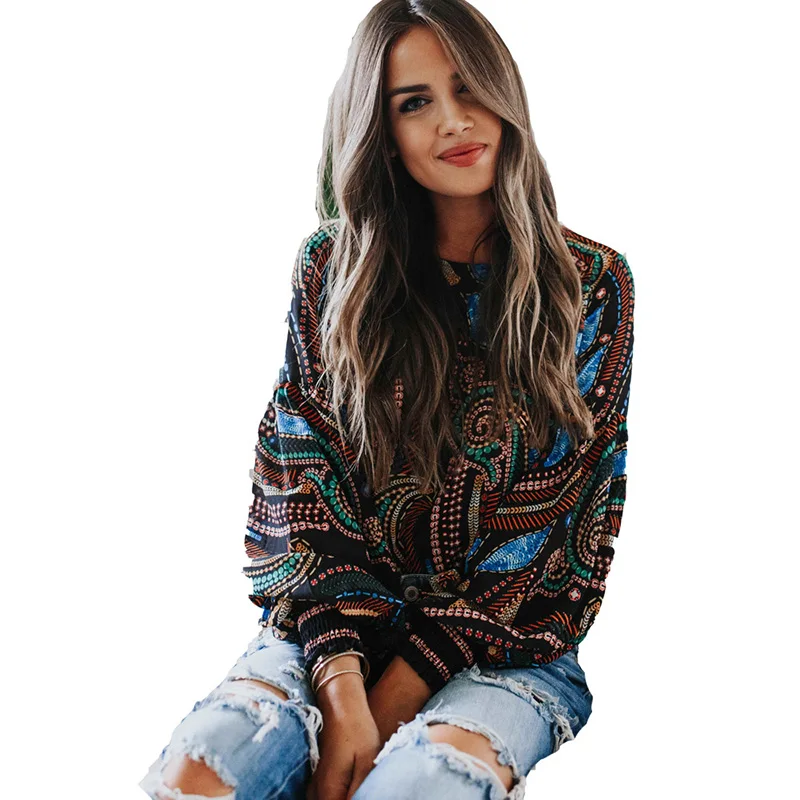 

Autumn Winter New Vintage Printed Long Sleeve Shirts for Women Plus Size Blouses Casual Woman Tops Jumper Pullover Blusa Mujer