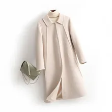 Новое зимнее женское пальто модное женское шерстяное пальто средней длины с отложным воротником