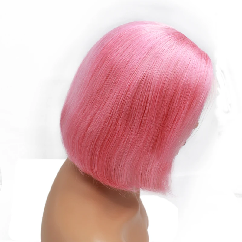 Pink Bob Lace Front Wig 13*4 Pre Plucked Colored Blue Yellow Red Gray Virgin Brazilian Human Hair Wigs for Black Women