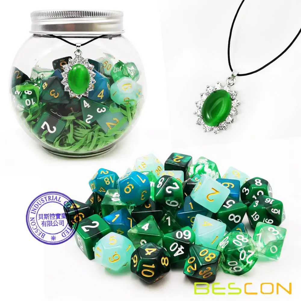 Emeralds Set Bescon набор костей для ролевых игр 35 шт., DND ролевая игра кости 5X7 шт. аметистами и изумруды набор - Цвет: Emeralds Set