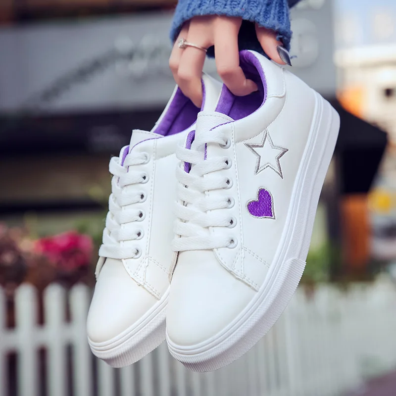 

Shoes Women's 2018 Spring And Autumn New Style Korean-style Mixed Colors Versatile Lace-up White Shoes Student Casual Women Shoe