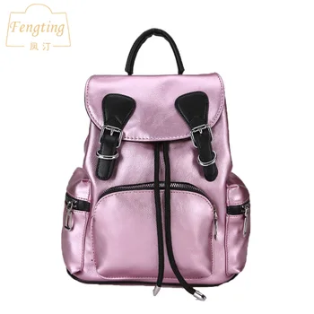 

Small pretty style backpacks for teenagers 2020 new fashion women backpack & shoulder bag silver PU leather backpack FTB171