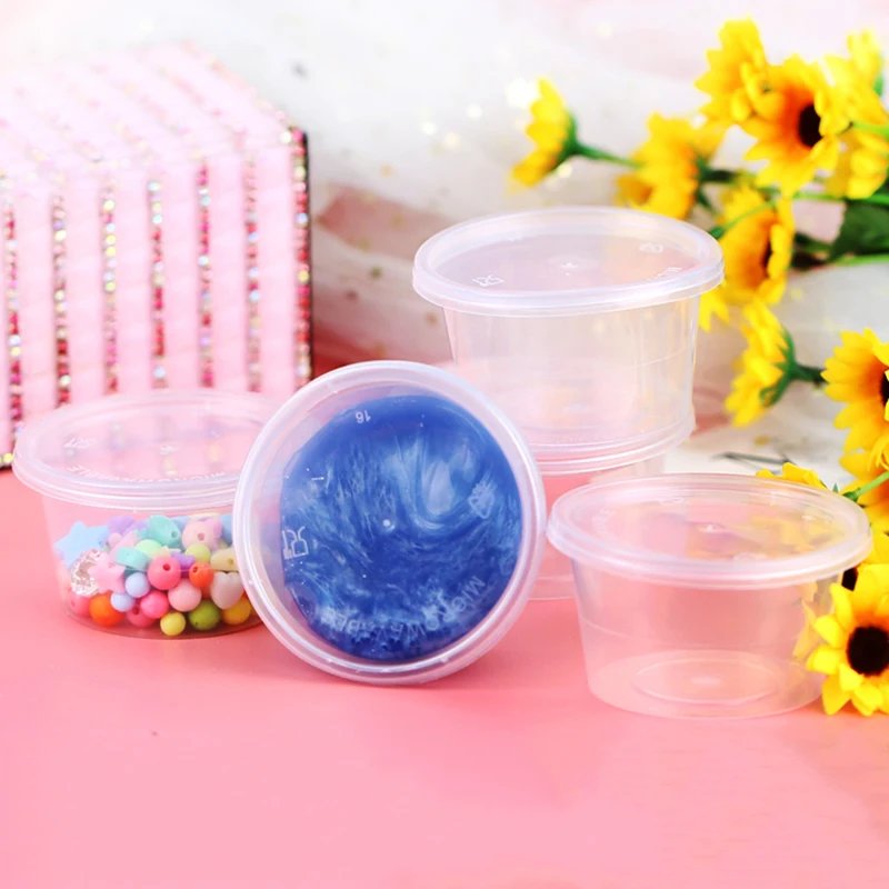 Happy monkey 20 шт./лот Slime коробка 25/50/100 мл Пластик хранения коробка из полипропилена с крышками для пушистые очистить клейкие аксессуары Игрушка