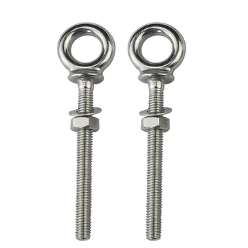 

2PCS 316 Stainless Steel Long Shoulder Pattern Machinery Eye Bolt M6 M8 M10 Rigging Hardware Heavy Duty Shoulder Nut Eye Bolt