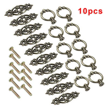

10pcs Set Cabinet Drawer Dresser Cupboard Door Drop Ring Pull Handles Knobs