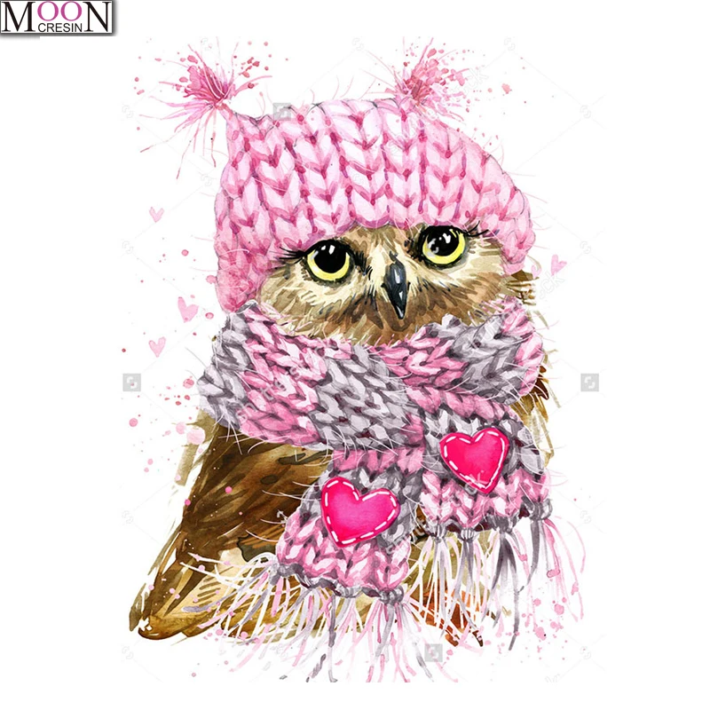 

5D DIY Diamond Embroidery Owl With Scarf Diamond Painting Picture Of Rhinestones,Cross-stitch Full Square &Round Drill Painting