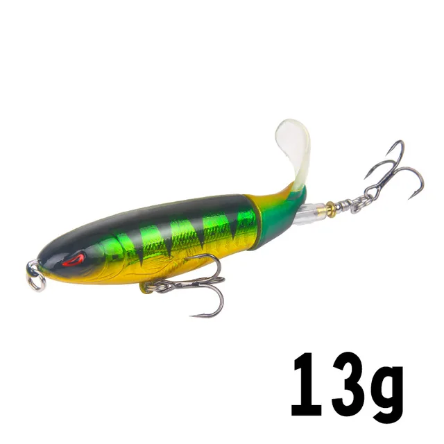 1 Pcs 10cm/14cm Topwater Fishing Lure Whopper Popper Artificial Bait Hard Plopper Soft Rotating Tail Fishing Tackle Fishing Bait F