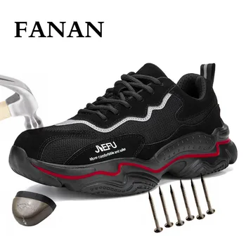 

FANAN Men Dropshipping Puncture-Proof Safety Shoes Indestructible Non-slip Steel Toe Work Shoes Outdoor Breathable Shoes