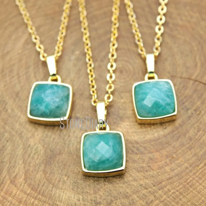 

NM14948, 10 шт., позолоченные ожерелья с гранями, ожерелья из цепочек Amazonite, 18-32 дюйма