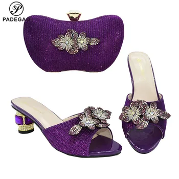 

Purple Color Italian Ladies Shoe and Bag Set Nigerian Shoes and Bag Sets Luxury Shoes Women Designers