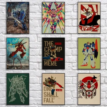 

Anime Gundam Kraftpaper Poster Cartoon Painting Abstract Funny Fancy Wall Sticker for Coffee House Bar