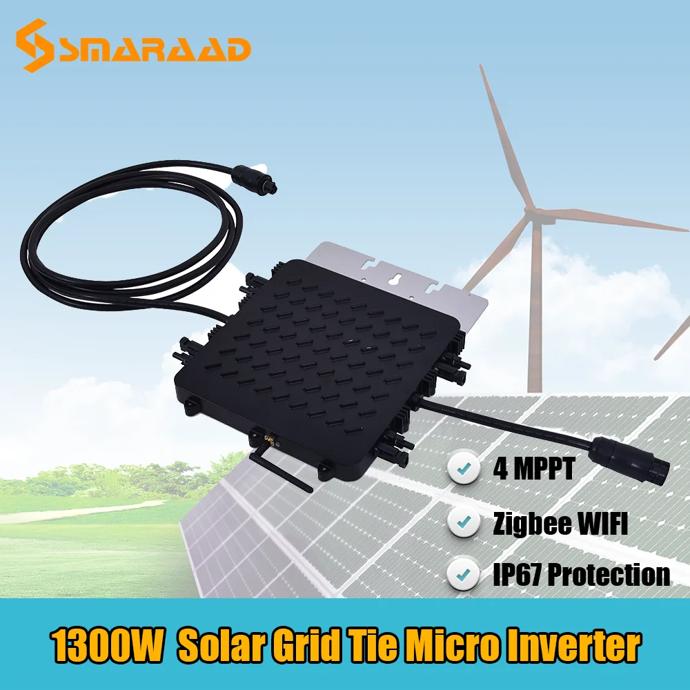Smaraad 600W 1300W Microinverter Inversor Solare Del Legame Di Griglia Micro Inverter 110V 220V Ac 36V Casa Solare Impermeabile Ip65 Pannello Fotovolt