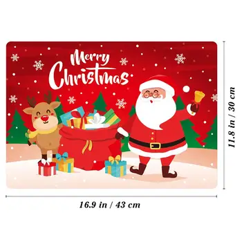 

6pcs Christmas Placemats Waterproof Heat Insulation Table Mats Family Gathering Table Pads Merry Christmas Party Decoration