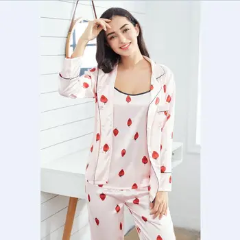 

Youhottest Women 7pieces Strawberry Shorts Lounge Silk Pajamas Sets