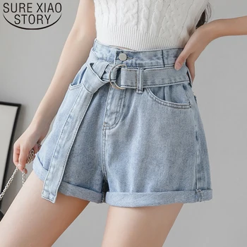 

2020 New Vintage High Waist Blue Wide Leg Female Caual Summer Ladies Shorts Korean Women's Denim Shorts Jeans for Women 8941 50