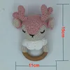 Crochet Elk Deer  Rabbite Toy Set Comfort towel Baby Rattle Biting Ring Handmade Baby Teething Ring Stuffed Plush Toys Gifts 5