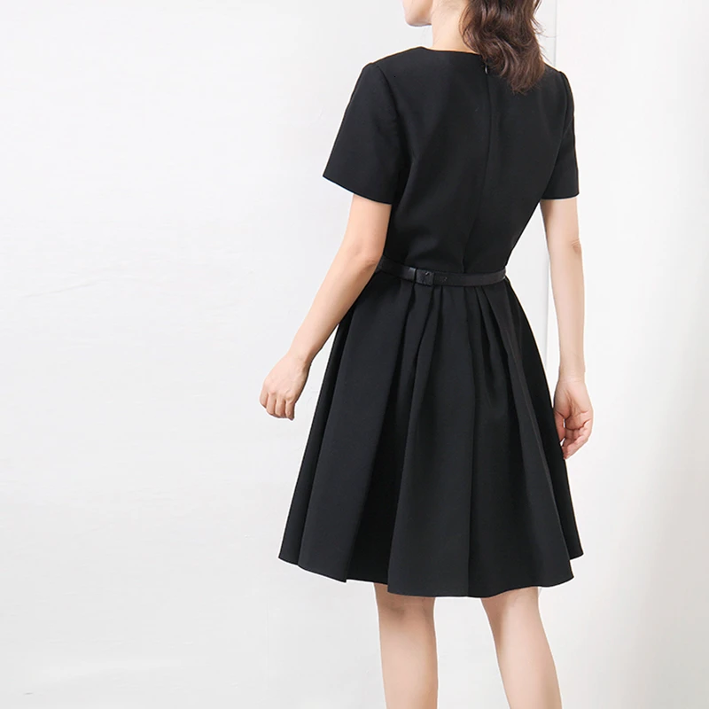 Skup TWOTWINSTYLE elegancka marszczona sukienka kobiet V Neck z krótkim rękawem wysokiej talii skrzydła sukienki a line dla kobiet moda 2019 ubrania nowe