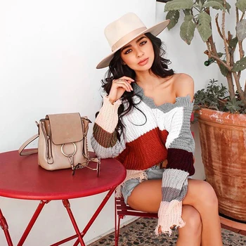 

2020 New Women Spring Winter Winter Women's Loose Long Sleeve Rag O-Neck Korean Knit Sweater Thin Winter Stripe Sweater