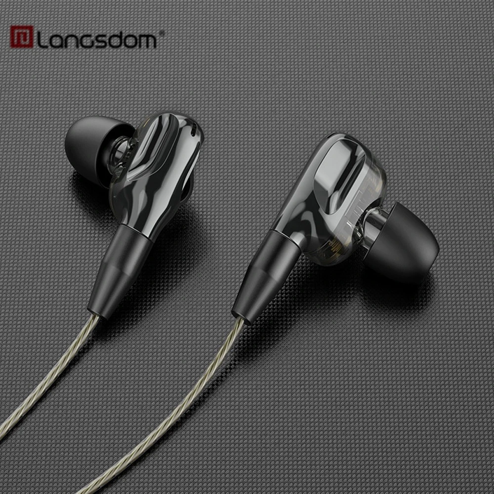 

Langsdom 3.5mm wired in-ear Earphone D5C portable super bass Detachable stereo earphones D5 with microphones for gaming headset