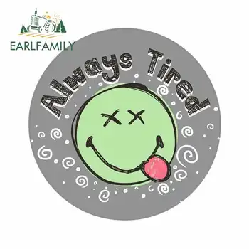 

EARLFAMILY 13cm x 13cm for Always Tired Dead Eyes Smiley Face Circle Fine Decal Vinyl Car Sticker Personality Occlusion Scratch