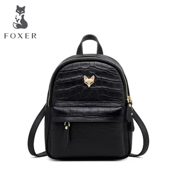 

FOXER Women Genuine Leather backpack designer bags famous brand women bags 2020 new fashion real cowhide Crocodile pattern bag