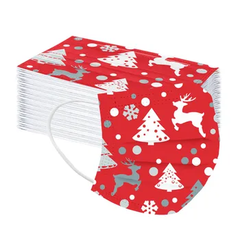 

50PCS Women Man Christmas Mask Disposable Face Mask Industrial 3Ply Loop Mask Breathable Adult Mouth Mask mascarillas#Z20