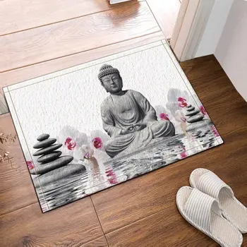 

Zen Decoración Estatua de Buda con Piedra en el Agua Alfombras de baño Piso Antideslizante Entradas Puerta Exterior para Interio