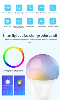 

9W WiFi Smart Light Bulb E27 LED RGB Lamp Work with Alexa/Google Home 85-265V RGB+White Dimmable Timer Function Magic Bulb
