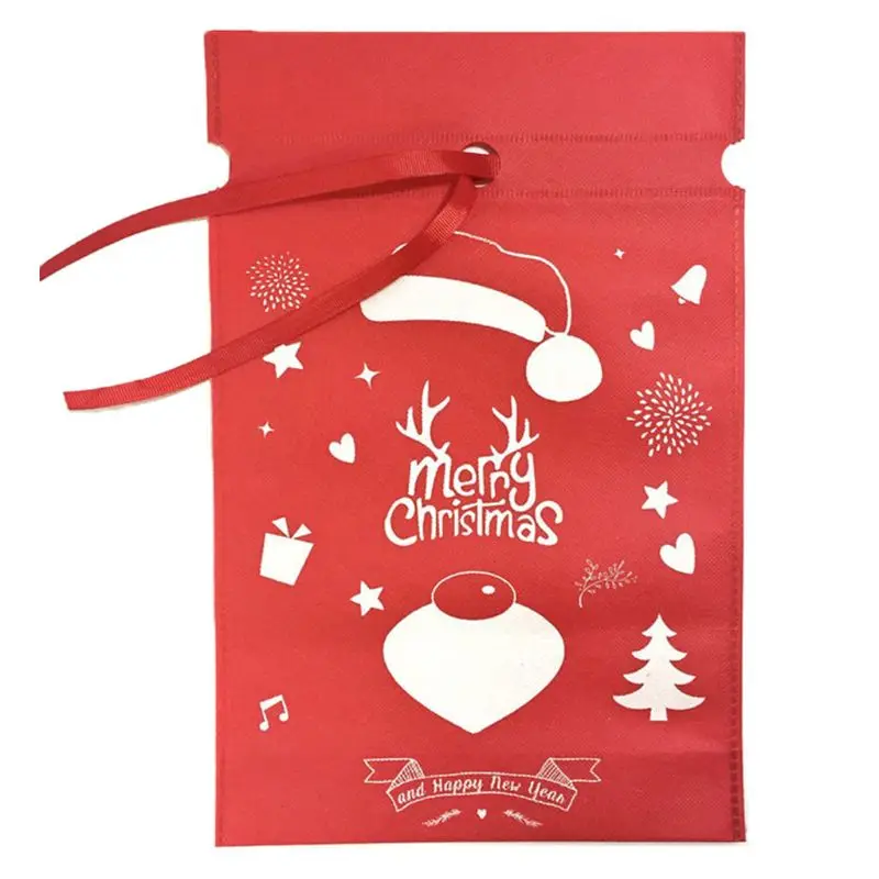 Christmas Non-woven Drawstring Bag Gift Organizer Xmas Holiday Party Decoration C90E