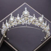 Европейский стиль, Корона невесты, стиль, золотой головной убор в стиле барокко, повязка на голову из бисера, браслет ручной работы, свадебное украшение