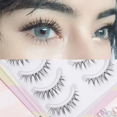 Fake Eyelashes Makeup-Tools Beginner Glimmer Transparent YOKPN Naturally Stem W-7 Simulated