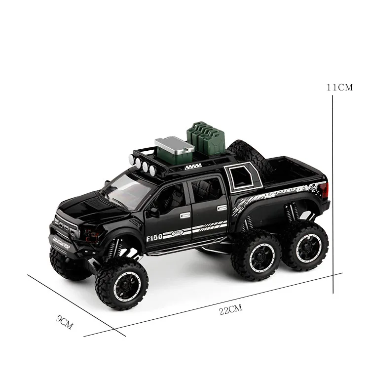 Новинка, игрушечный грузовик, 1:32, большая модель, игрушечный автомобиль для F150 Raptor, звуковой светильник, раздвижной автомобиль с мотоциклом для детей, игрушки, подарки
