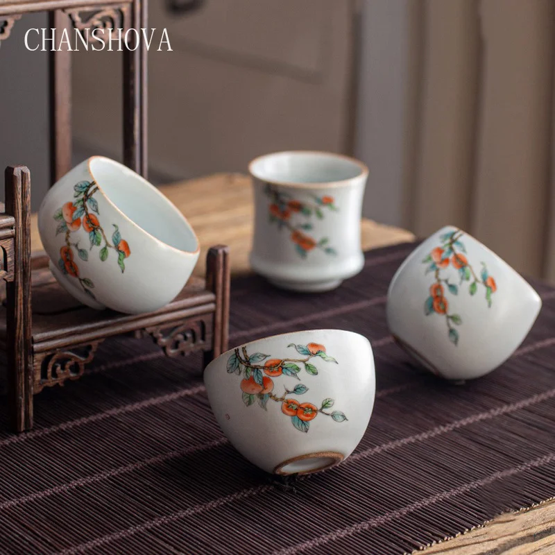 CHANSHOVA Ретро традиционная китайская кунг-фу на-Глазурованная Керамическая чайная чашка ручной работы Цветочный Фруктовый узор китайские керамические чайные чашки H198