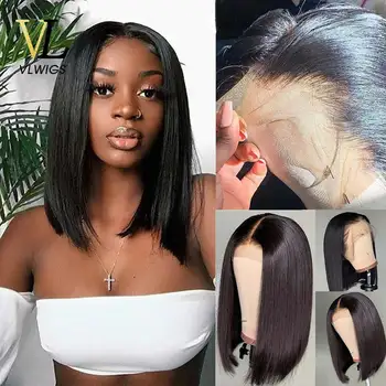 

VLwigs Bob Wig Short 360 Lace Wigs Brazilian Virgin Remy Human Straight Bob Wigs Pre-Plucked Natural Hairline With Baby Wig VL31