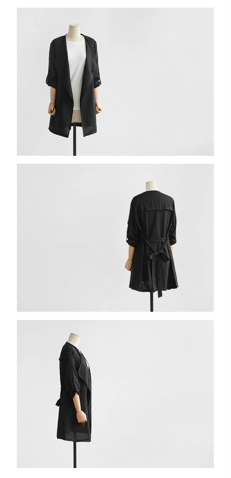 AliExpress EBay Ozhouzhan женское платье большого размера, отложной воротник, без пряжки, на шнуровке, длинный рукав, свободный крой, Тренч