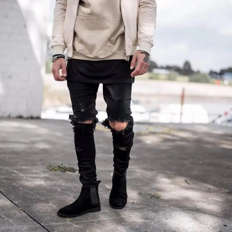 Mens Fashion Pants Hip Hop Streetwear Tight Mens Pants Shredded Jeans Hole Slim Men Pants Streetwear Men Mans Summer Pants Mens Fashion Pants Hip Hop Streetwear Tight Mens Pants Shredded Jeans Hole Slim Men Pants Streetwear Men Mans Summer Pants