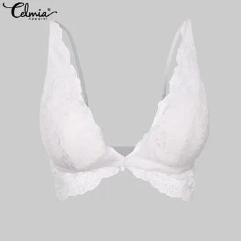 

Ce;lmia 2020 Fashion Women Lace Bra Tops Sexy Sleeveless Blouses Casual Slim Solid Underwear Ladies Elegant Blusas Femininas 5XL