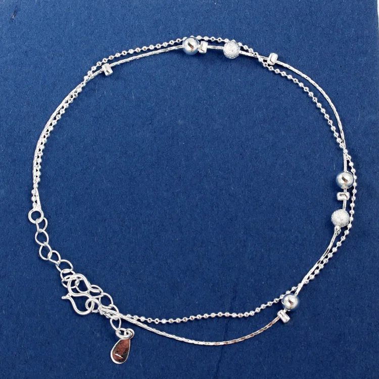 

Korean-style Camisole Fashion Style round Beads Double-Line Double Layer Bell Multilayer Anklet Classic Creative Solid